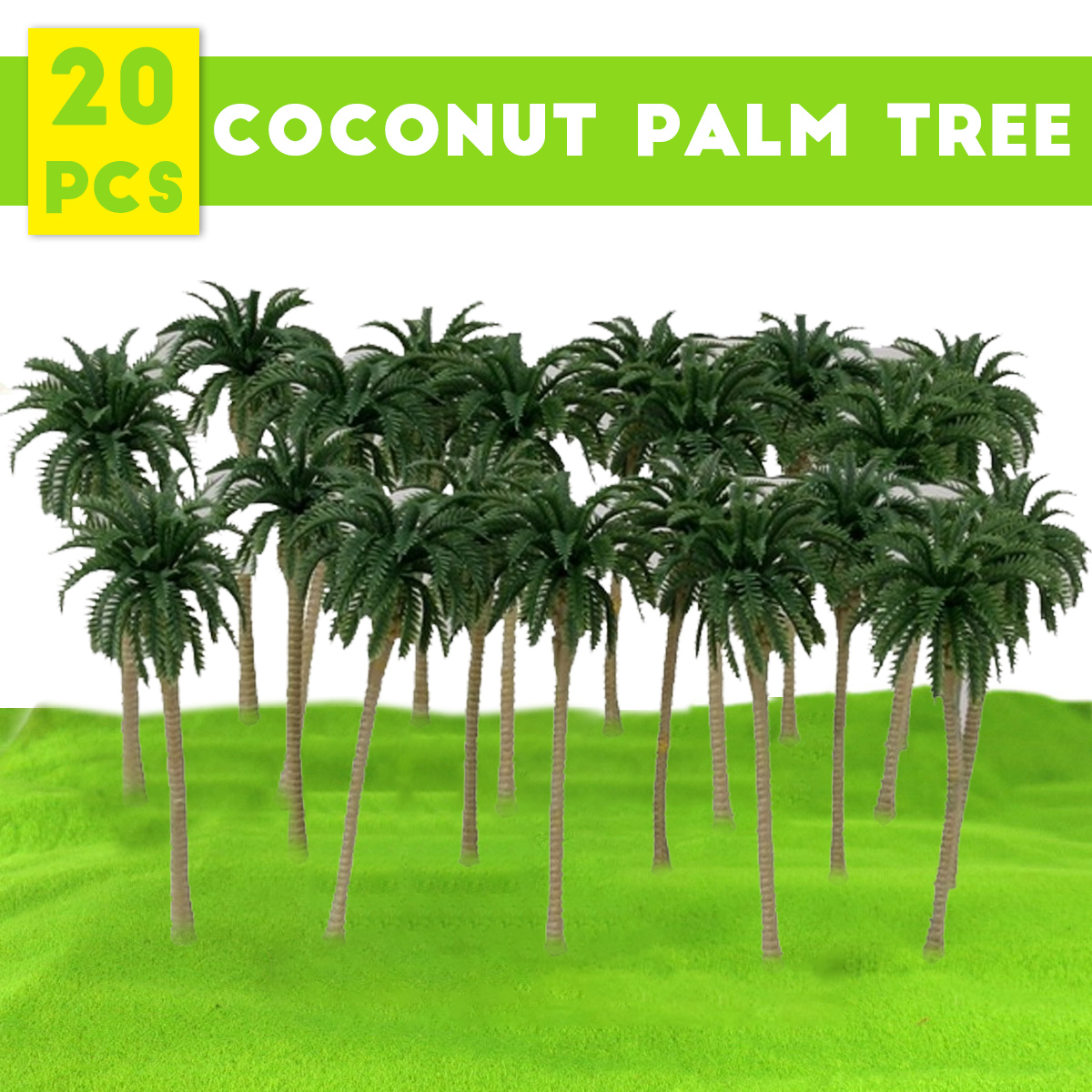 

20pcs Plastic Palm Tree Model Train Green Brown Landscape Layout Scale Decorations 16cm 6.3