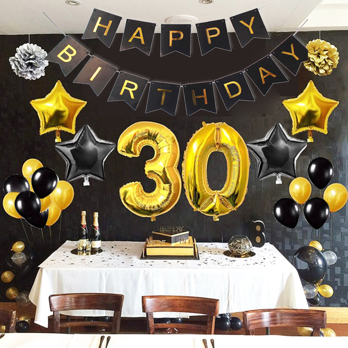 

1/30/40/50/60/70/80 Adult Kid Birthday Banner Foil Balloons Set Party Decorations