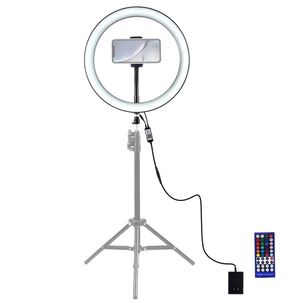 

PULUZ PU411 12 Inch 6000-6500k bluetooth Dimmable LED RGB Video Ring Light with Remote Control Phone Clip for Selfie Vlog Tik Tok Youtube Live Streaming