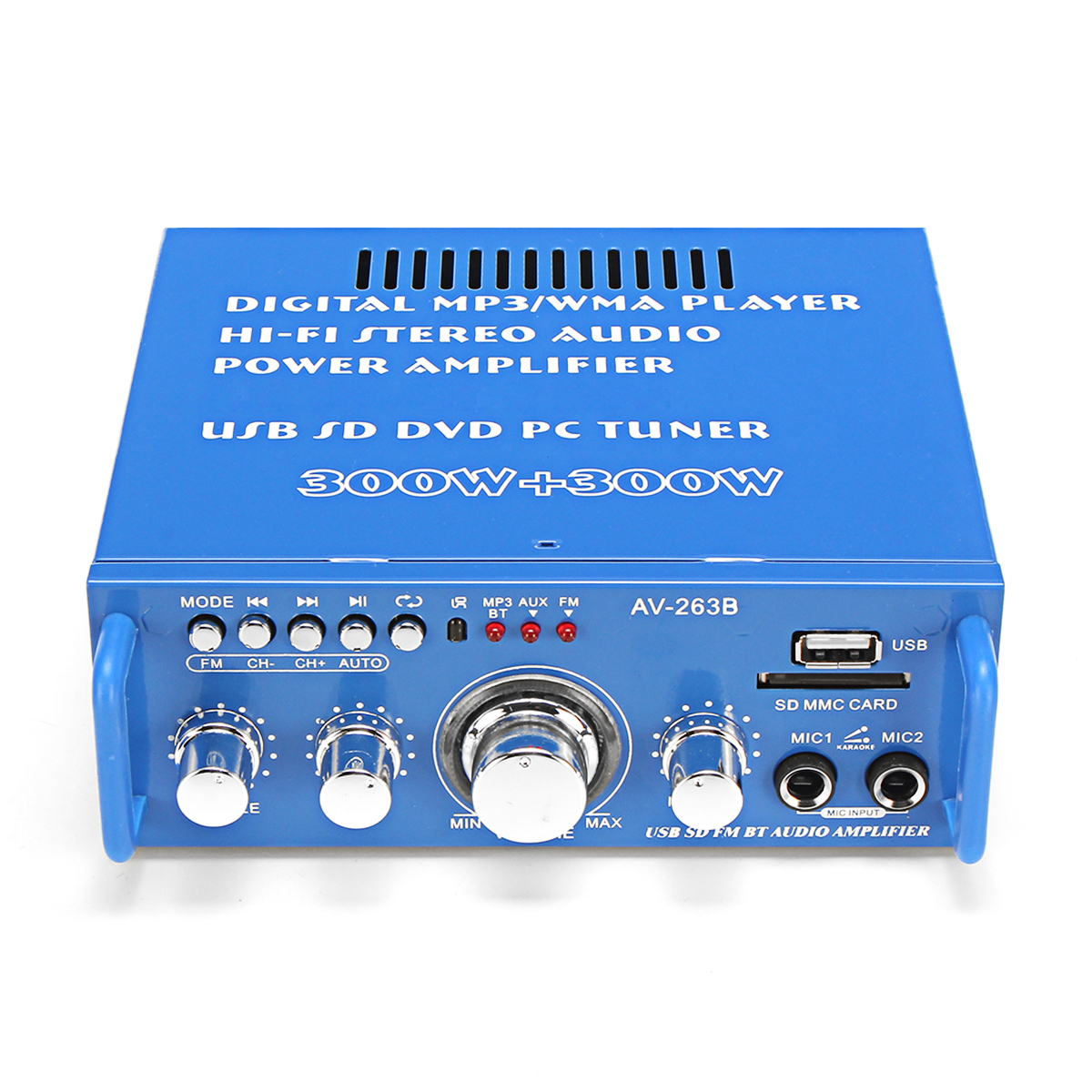 

HIFI Bluetooth Audio Power Усилитель AMP Supporyt FM Радио SD-карта USB Микрофон Вход 300Wx2 12 В 110 В для дома автомоб