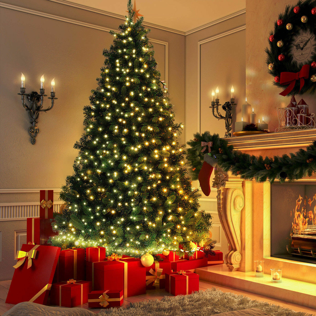 

2,1 м / 7FT Рождественская елка Искусственная сосна Рождественская елка Праздничная вечеринка Украсить Зеленое дерево DIY Рождественская елка