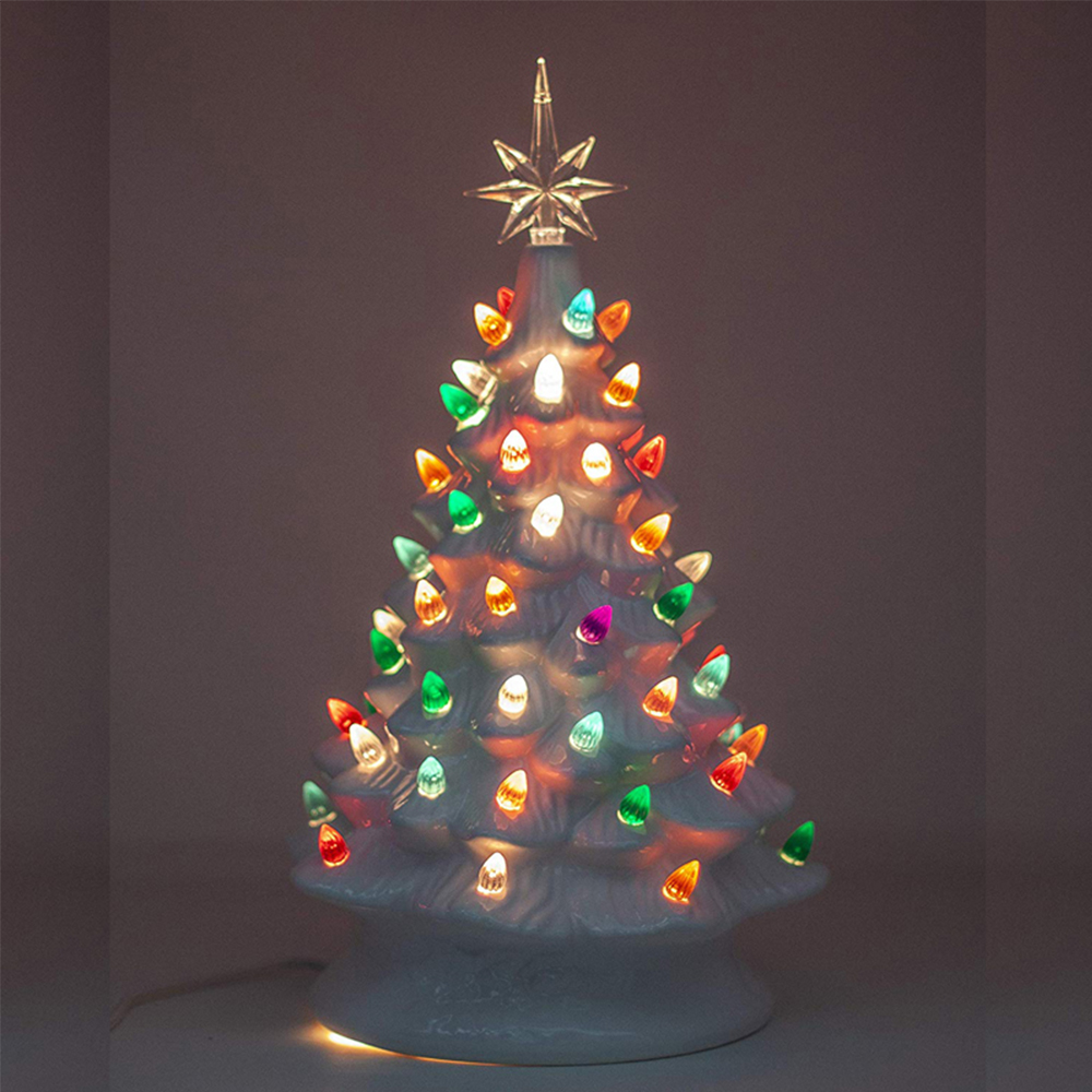 

2019 Белый Винтаж Ретро Light Up Керамический Рождественская елка с лампочками