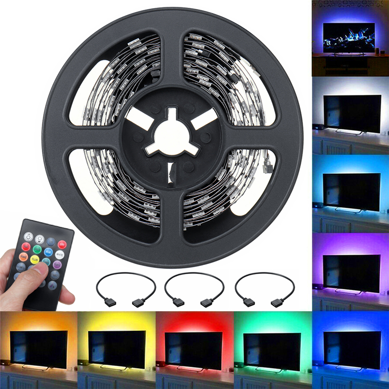 

2x0.5M+2x1M Non-waterproof SMD5050 USB Music Remote Control RGB LED Strip Light TV Background KTV Hotel Bar