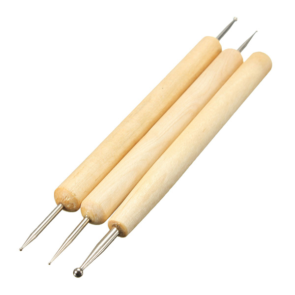 

3pcs Wood Ball Stylus Polymer Clay Pottery Ceramics Woodworking Sculpting Modeling Tool Set