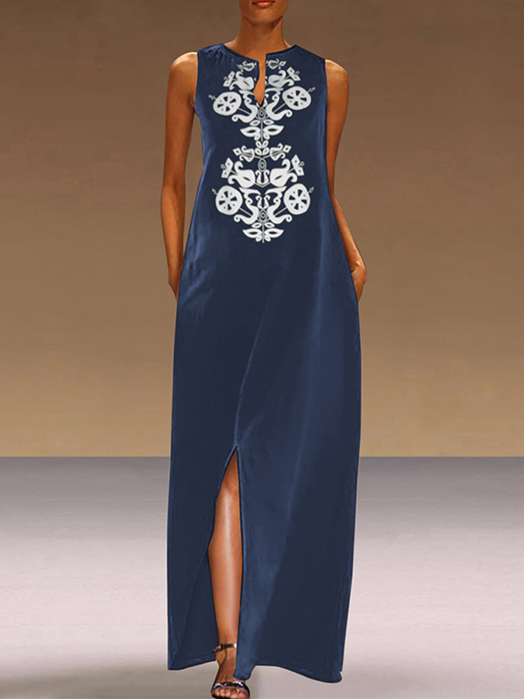 

Женская безрукавка с этническим принтом Long Maxi Платье