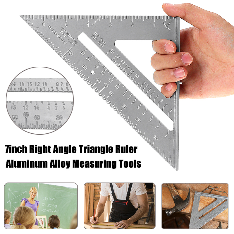 

7 Inch Aluminum Alloy Metric Triangle Angle Ruler Woodworking Square Layout Tool