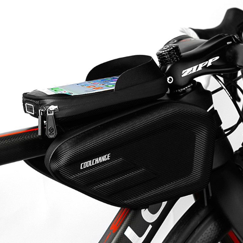 

CoolChange Waterproof Bike Bag Frame Front Head Top Tube Cycling Bag Double IPouch 6.2 Inch Touch Screen Bicycle Bag Accessories