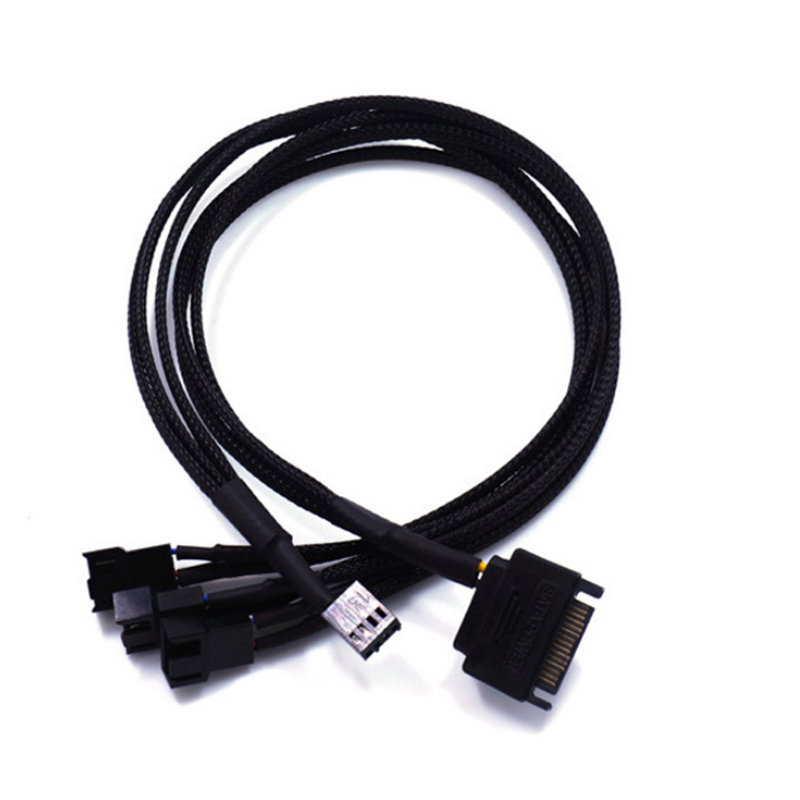 

43cm SATA 1 to 3 4Pin CPU Cooling Fan PWM Temperature Control Power Cable Power Adapter Extension Lead Wire