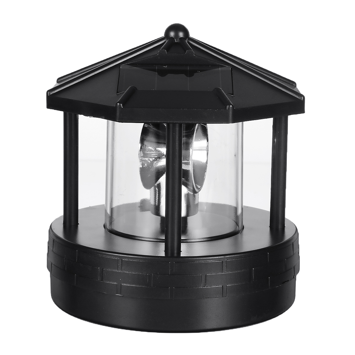 

Черный LED Солнечная Powered Lighthouse Вращающийся на 360 ° свет На открытом воздухе Сад Стол Лампа