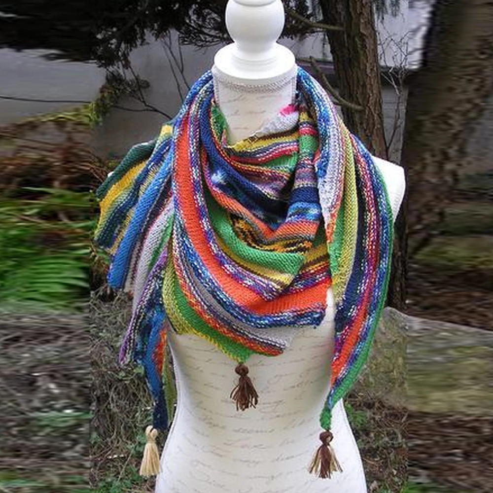 

Повседневные вязаные шарфы и шали с цветными блоками