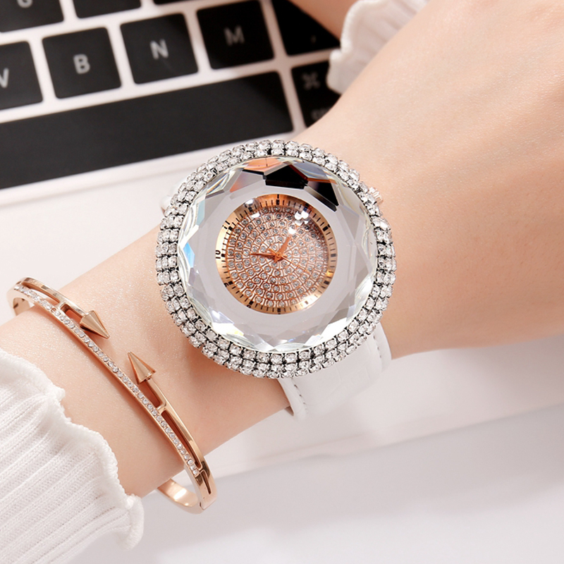

Deffrun Diamonds Elegant Дизайн Женские наручные часы PU Кожаный ремешок Кварцевые часы