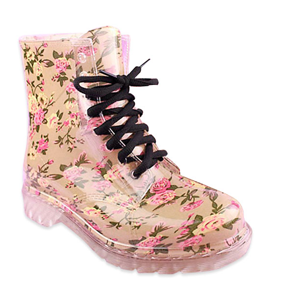 

Candy Colorful Crystal Clear Flat Heel Rain Boots
