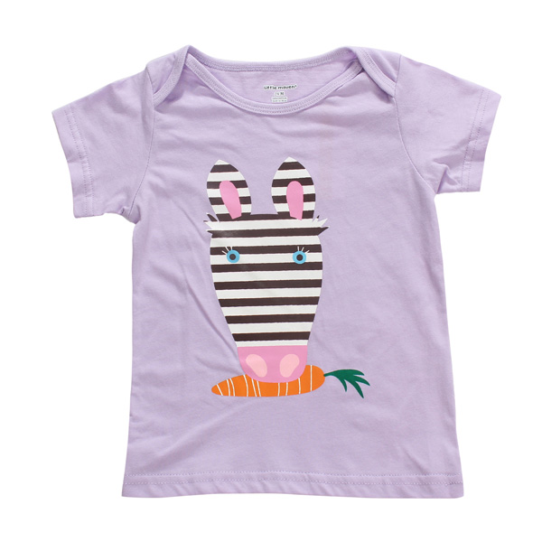 

К 2015 году новый маленький мэйвен девочки детская кролик фиолетовый хлопок короткий рукав T-рубашка топ