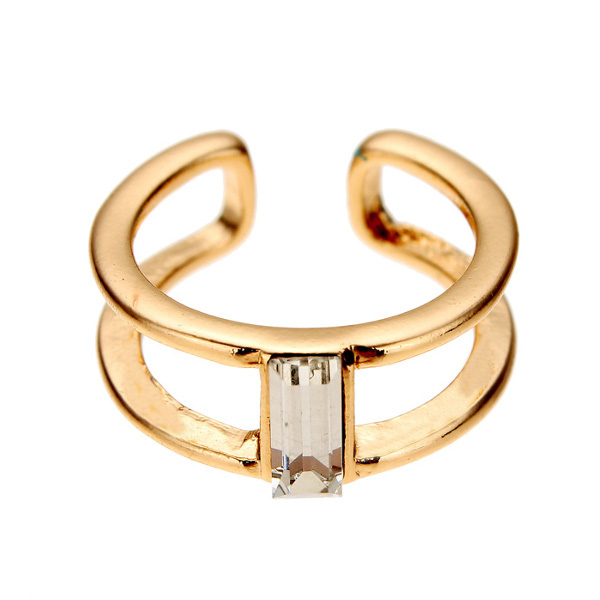 

Золотое серебро Двойной слой Кристалл Knuckle Finger Ring Женское Ювелирные изделия