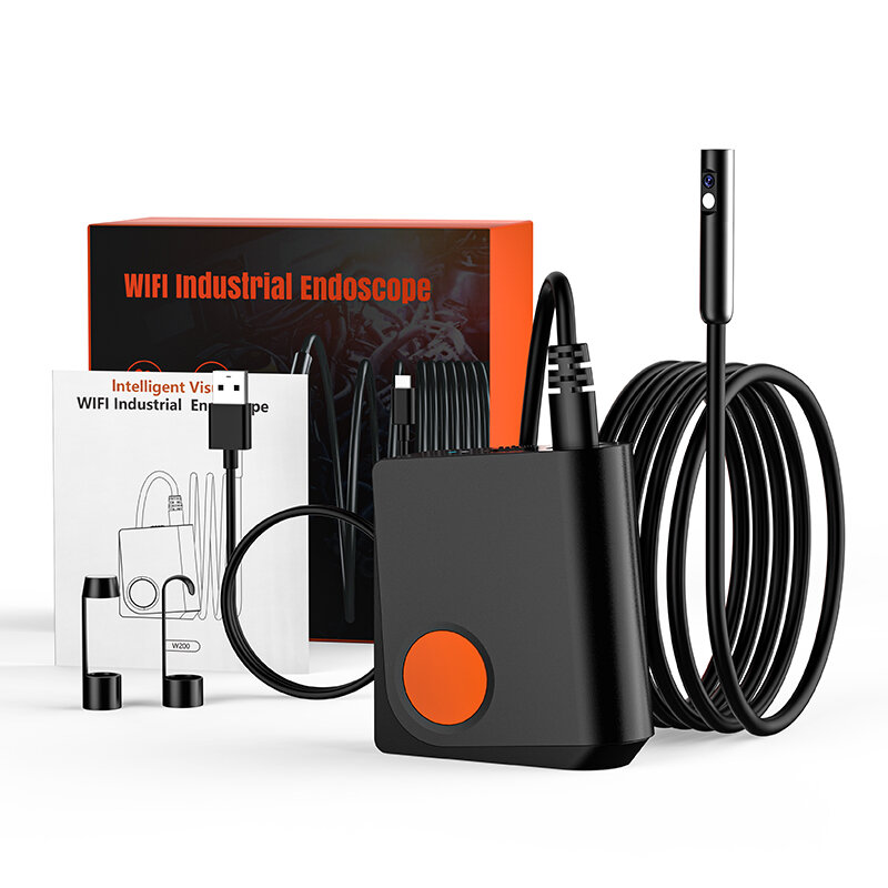 

ANESOK W200 8mm Dual Lens 2K Wifi Wireless Endoscope Inspection Camera Borescope 1/5/10M Tube for Underwater Vent Pipe C