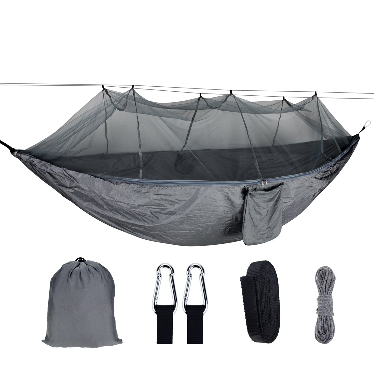 

1-2 Person Portable Outdoor Camping Hammock with Mosquito Net High Strength Parachute Fabric Hanging Bed Hunting Sleepin