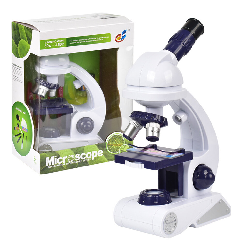 

80X 200X 450X Микроскоп с высоким разрешением Увеличение Набор Биологические науки Развивающие игрушки для детей Подарок