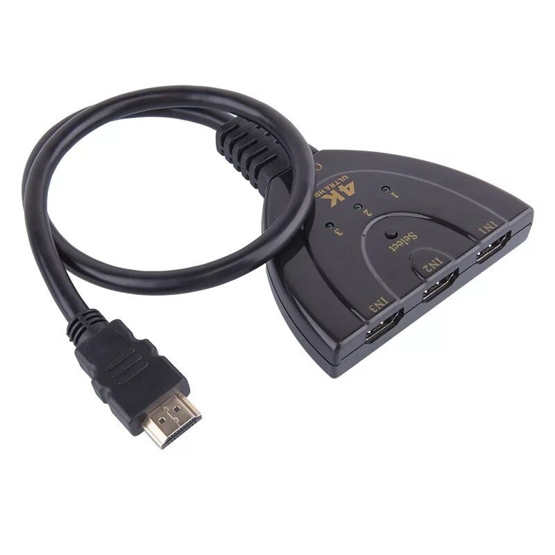 

RARY 3-портовый HDMI-совместимый коммутатор 4K * 2K Switcher Splitter Adapter 3 In 1 Out Port Hub для DVD HDTV Xbox PS3