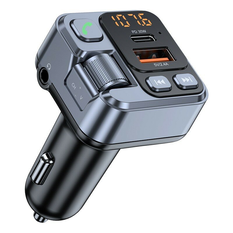 

T16 PD30W Авто FM-передатчик bluetooth 5.1 Type-C+USB-A Авто Зарядное устройство MP3-модулятор Плеер Громкая связь Аудио