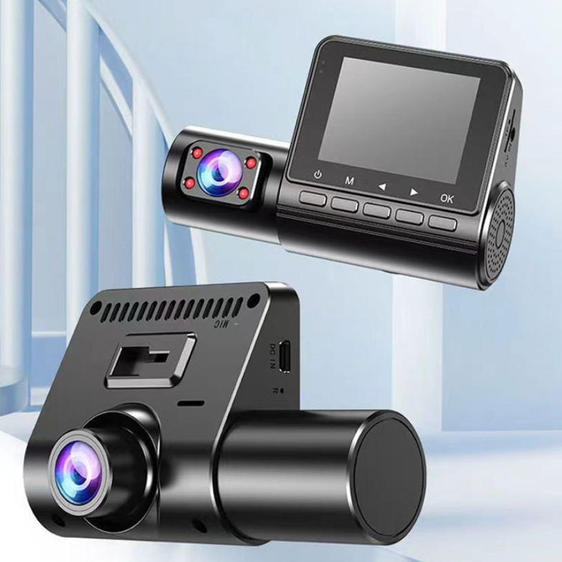 

C50B 1080P 3-канальная автомобильная видеокамера Dash Cam Car DVR ИК-ночное видение 360 ° поворотный объектив HD IPS экр