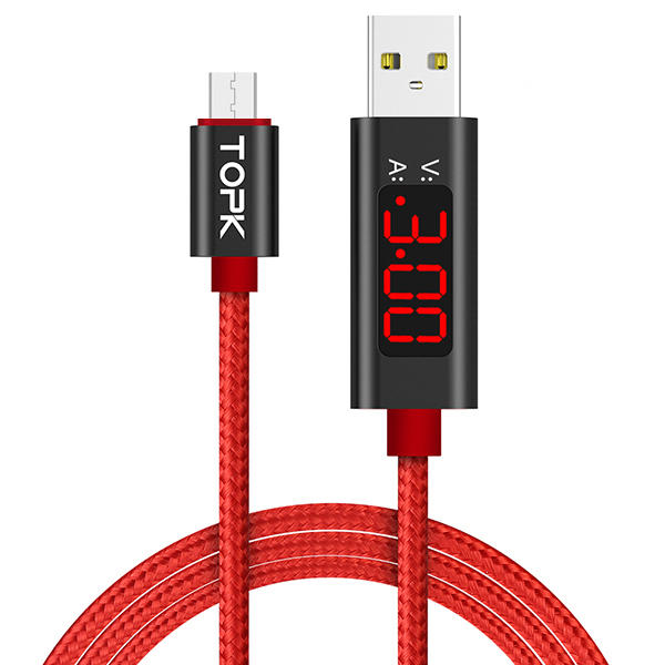 

TOPK D-Line1 2.4A QC3.0 Ток Напряжения Дисплей Micro USB Быстрая Зарядка Кабель для Передачи Данных 1M Для Телефона План