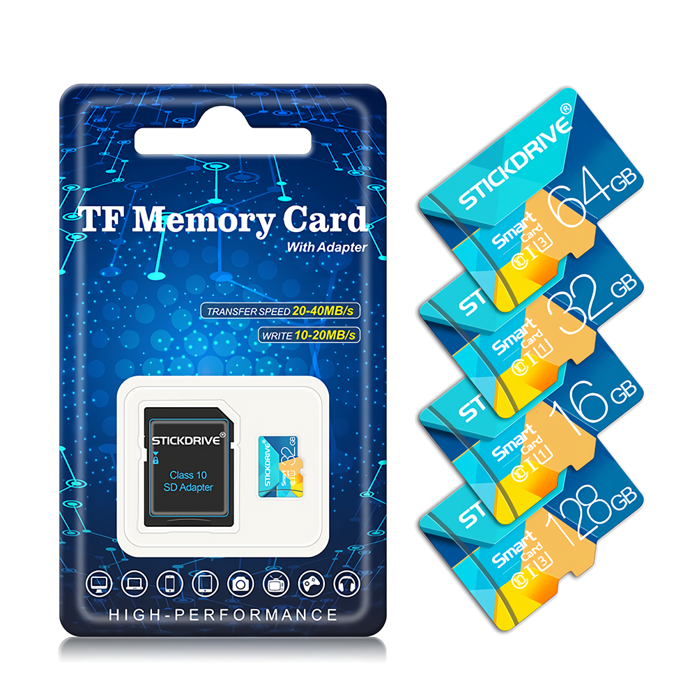 

Stickdrive CLASS10 U3 U1 TF Memory Card 32G 64G 128G 256G High Speed Flash Storage Card with SD Adapter for Camera Mobil