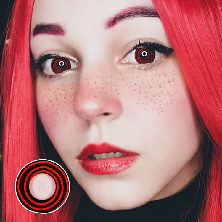 

Mislens 2 Pcs Black Red Спираль Цветные контактные линзы, отпускаемые без рецепта, для красоты глаз