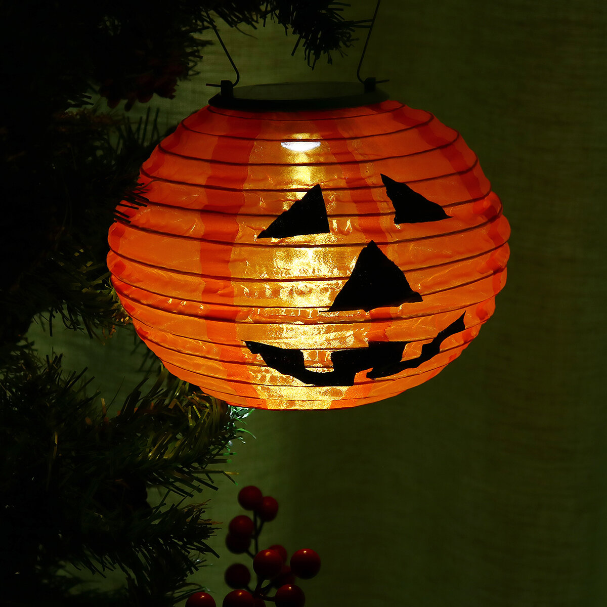 

На солнечных батареях Хэллоуин LED тыквенный фонарь свет висит Лампа На открытом воздухе фестиваль домашнего декора
