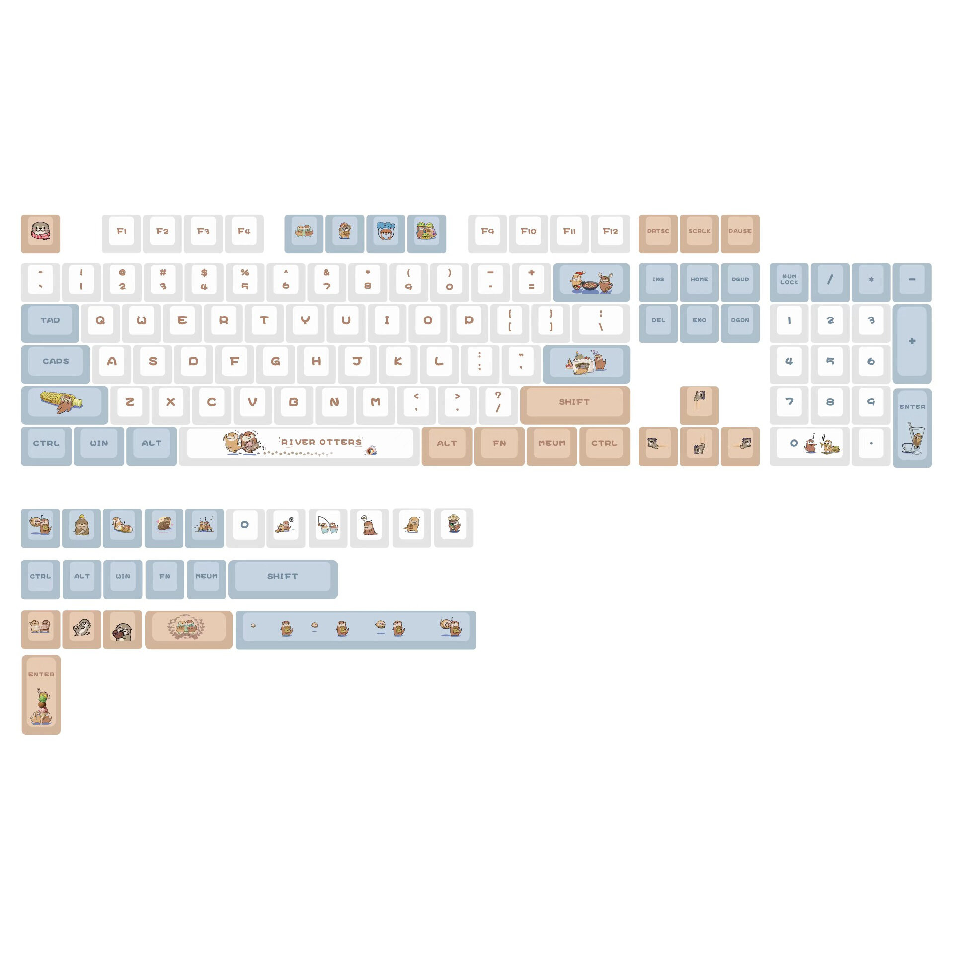 

Набор колпачков Otter PBT на 128 ключей XDA Profile Sublimation Keycaps для клавиатур Механический