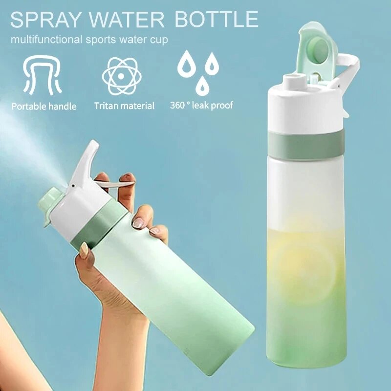 

2-in-1 Sports Water Bottle with Built-in Mist Sprayer 650ml Portable Eco-friendly Hydration Fitness Bottle Easy Cleaning