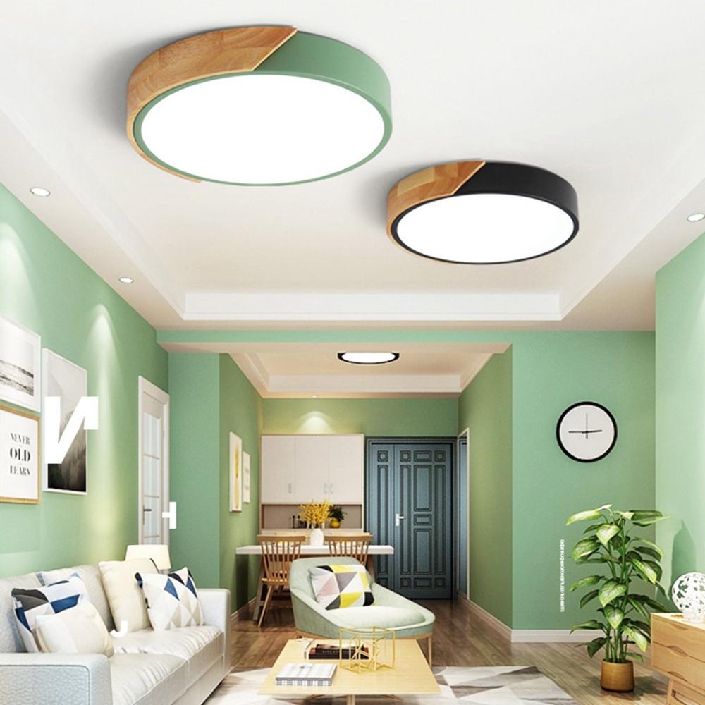 

18W Ультратонкий потолочный светильник Colorful Круглый акрил LED Деревянный потолок для комнаты Лампа