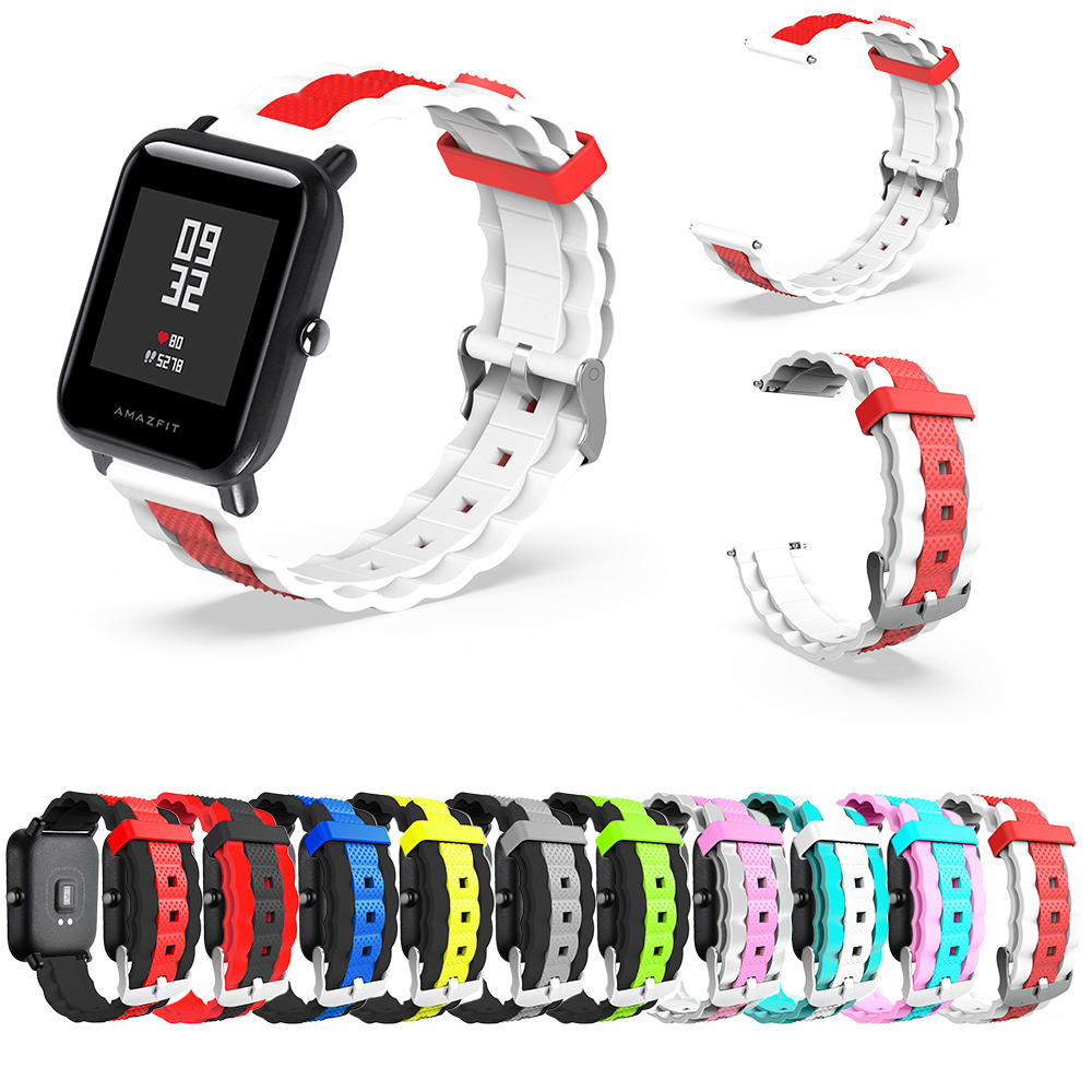 

20mm Three-colour Waves Shape Watch Band Strap Replacement for Xiaomi AMAZFIT Bip Pace Youth Non-original