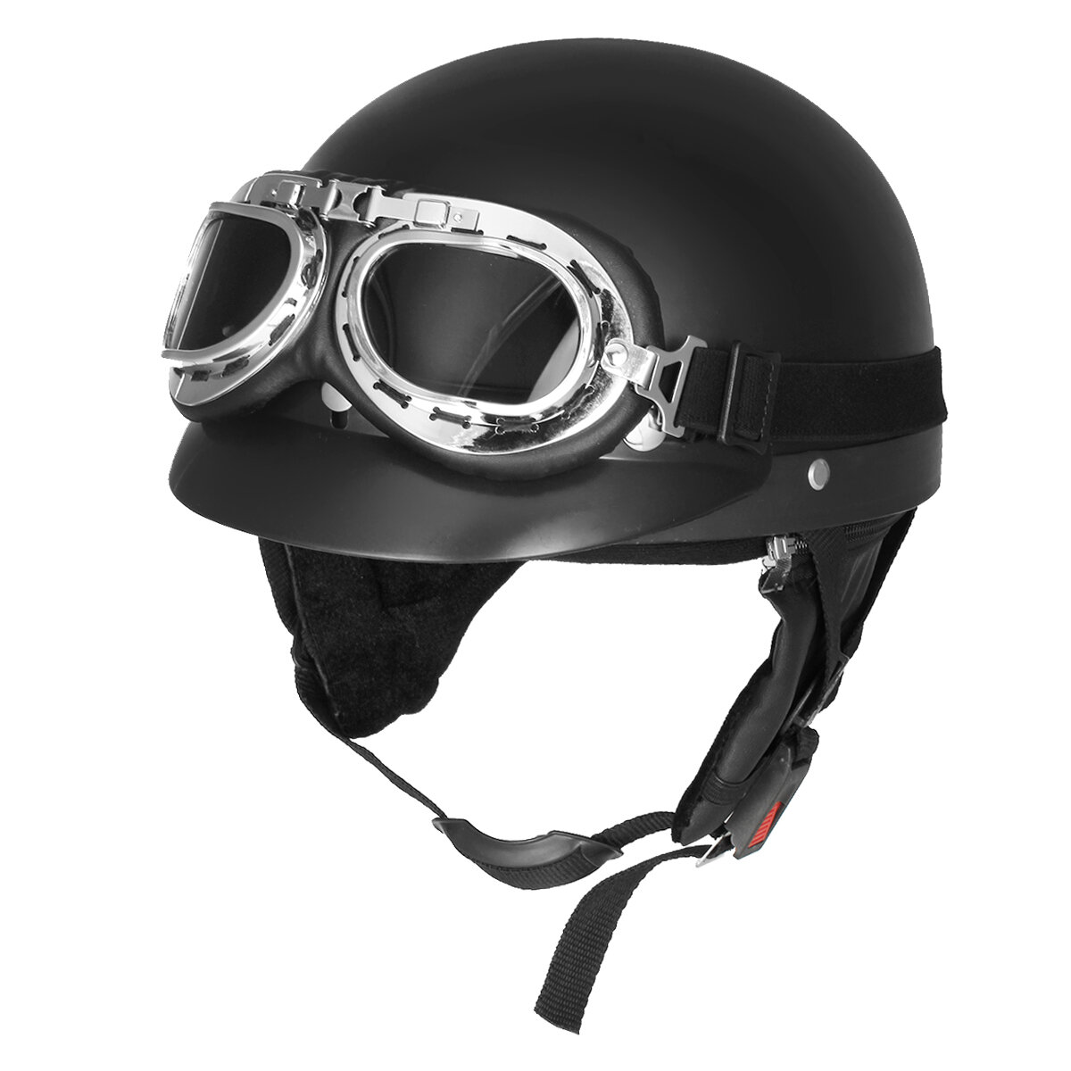 

Ретро Мэтт Черный мотоцикл Половина лица шлем байкер Скутер с солнцезащитным козырьком УФ-очки Cafe Racer