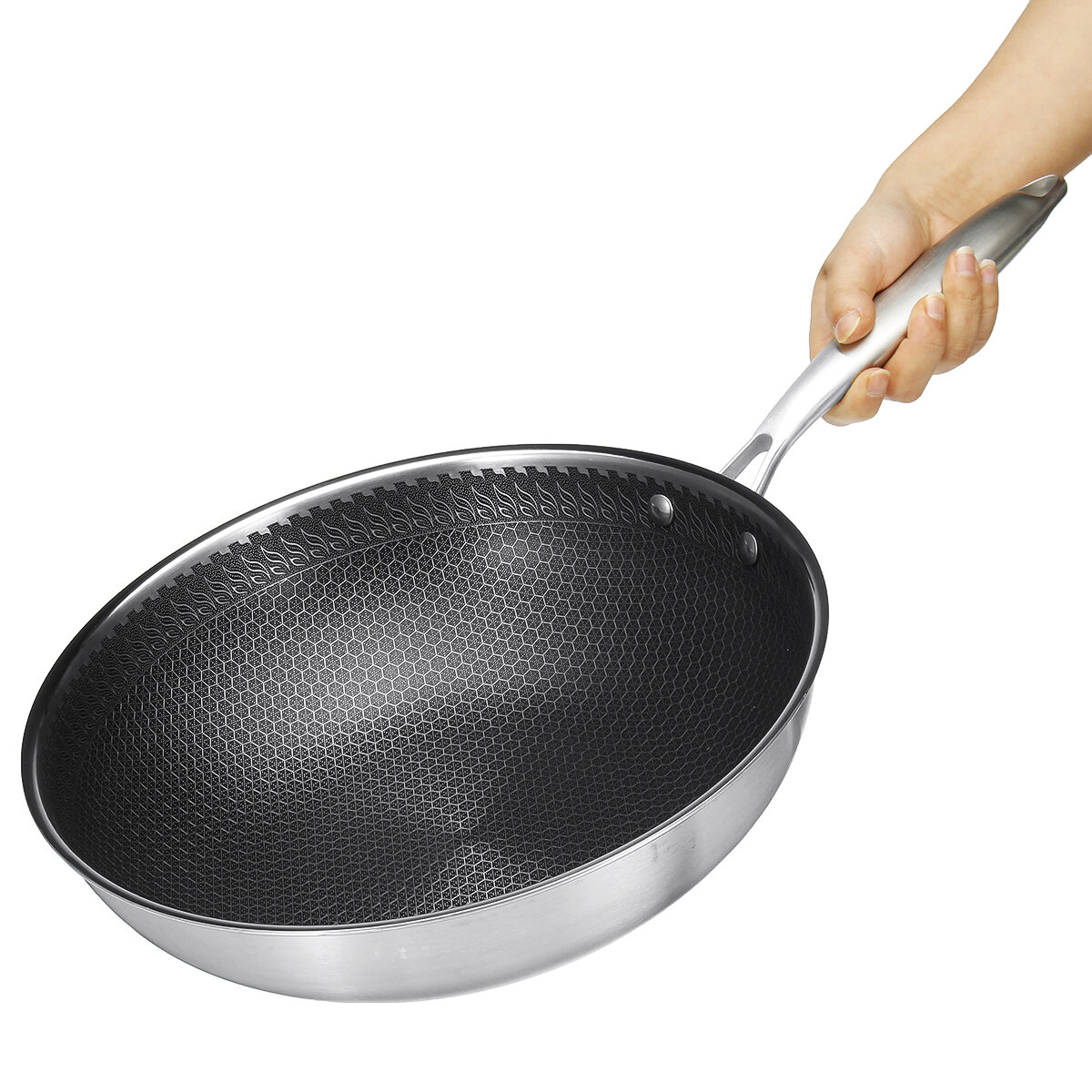 

Сковорода из нержавеющей стали с антипригарным покрытием Домашняя кастрюля Кухонная посуда Инструмент