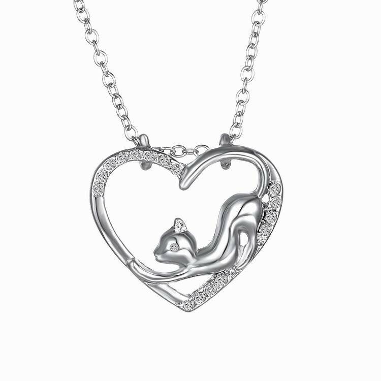

Женское Сердце Серебряное ожерелье из серебра Прекрасное Кот Подарок из цепочки ювелирных изделий