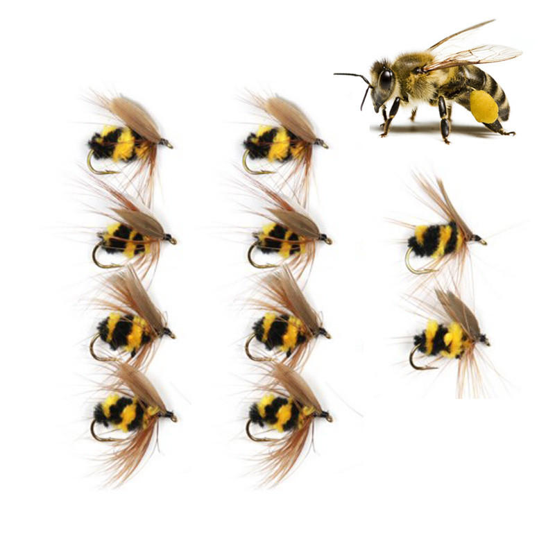 

ZANLURE 10PCS / Set 15mm Bumble Bee Приманка Рыбалка Приманка искусственных насекомых Приманка с № 10 Крюк