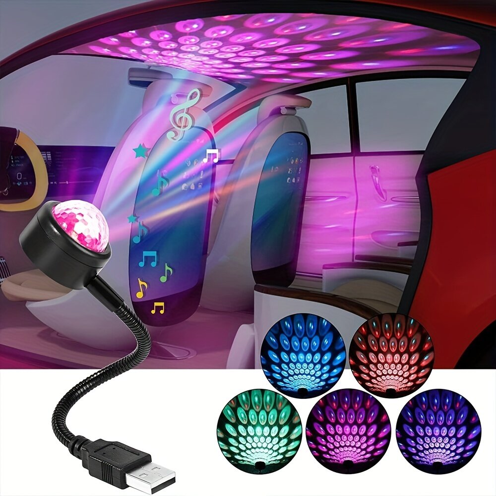 

USB Авто Атмосфера Лампа Музыкальный ритм Проектор LED Авто Волшебный Мяч Лампа Сцена для вечеринки Сцена Голосовое упра
