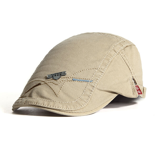 

Men Summer Cotton Beret Hat Outdoor Casual Solid Sunscreen Forward Caps Adjustable