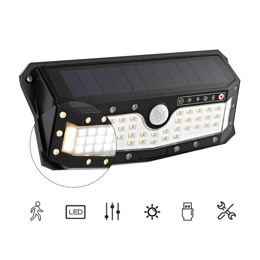 

ARILUX® Solar Power / USB Rechargeable Waterproof 57 LED PIR Motion Sensor Wall Light Outdoor Garden 4 Modes