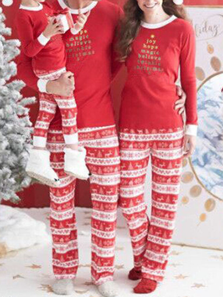 

Casual Christmas Parent-Child Long Sleeve Home Tracksuit Set