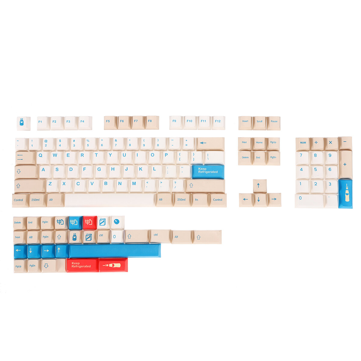 

134 Keys Soymilk PBT Keycap Set Cherry Profile Sublimation Custom Keycaps для клавиатур Механический