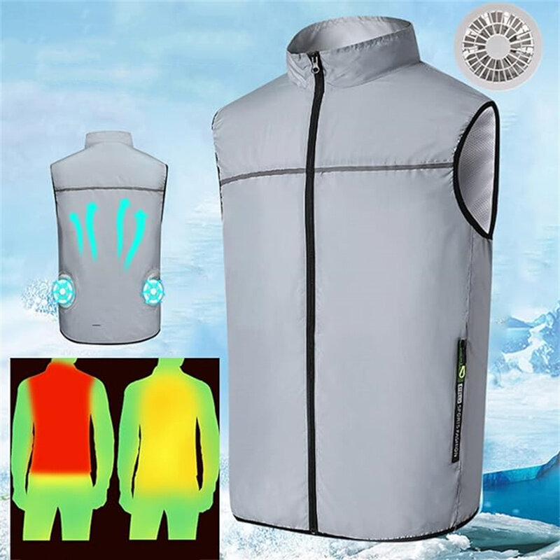 

TENGOO Air Conditioning Clothing Vest Three Wind Speeds Heatproof Cooling Clothing USB Charging Sun Protection Continuou