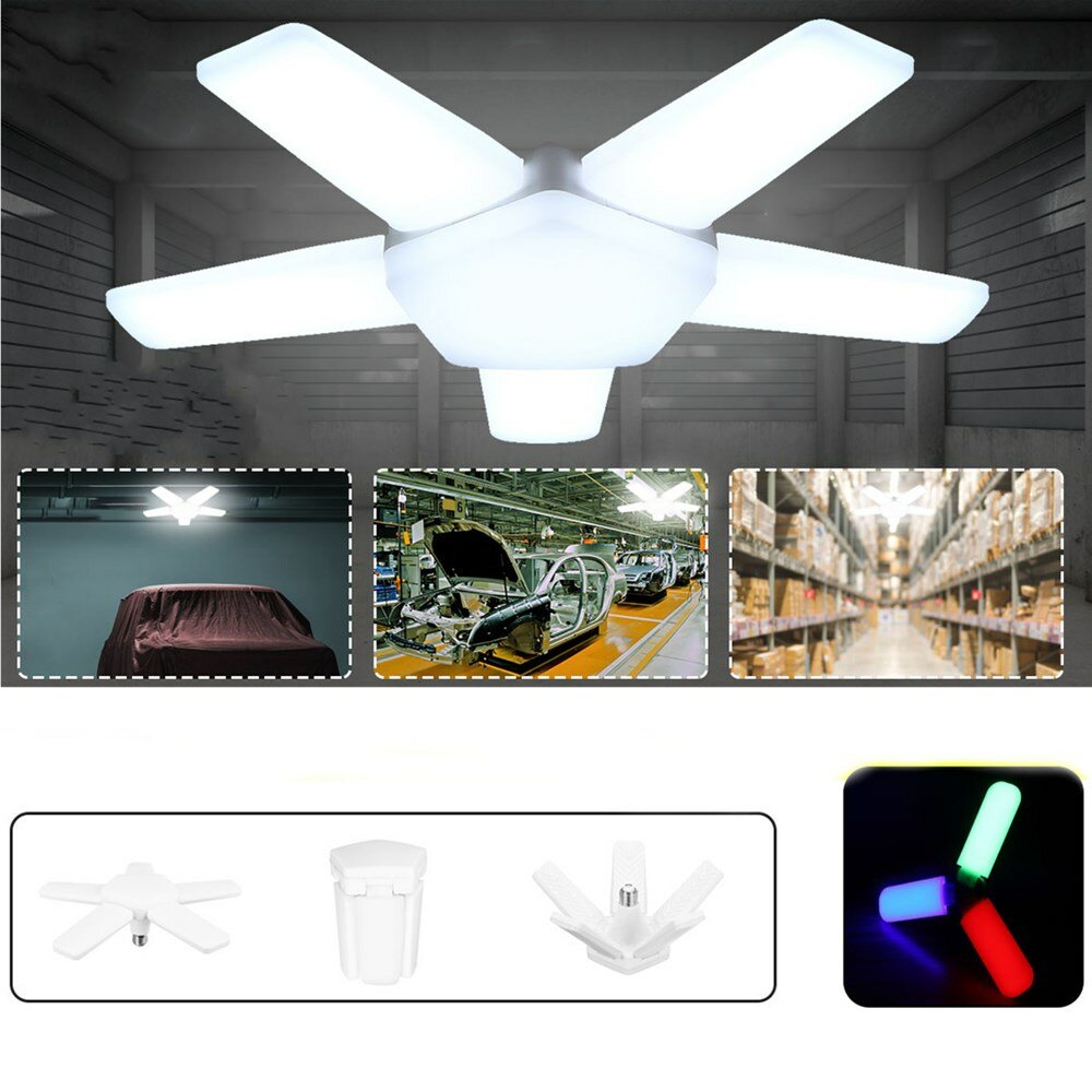 

E27 5+1/3+1 Blades LED Bulb Foldable Adjustable Garage Lamp Deformable Ceiling Light Fixture AC85-265V/220V