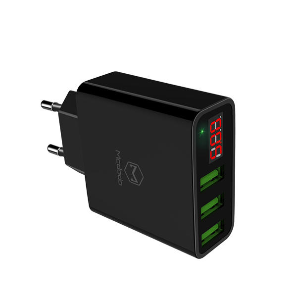 

Mcdodo 3A 3-портовое цифровое токовое напряжение Дисплей Быстрое зарядное устройство USB EU Plug для iPhone X Oneplus 6