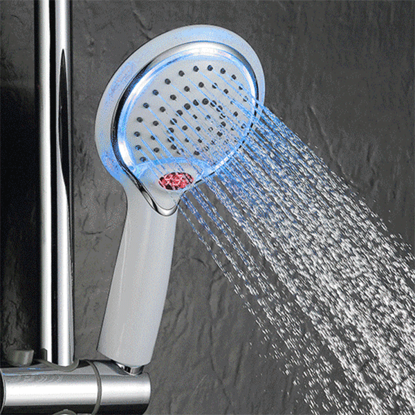 

Ванная комната Ручная душевая распылительная головка ABS Покрытие 3 Цвет LED Цифровая температура Дисплей C Шланг