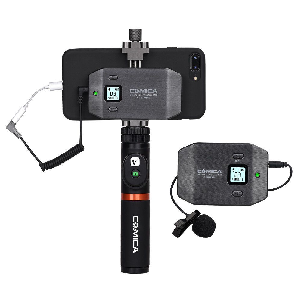 

Comica CVM-WS50A Wireless Handheld Микрофон UHF 6-канальная петличная микрофонная система для iPhone Android Смартфон Ин