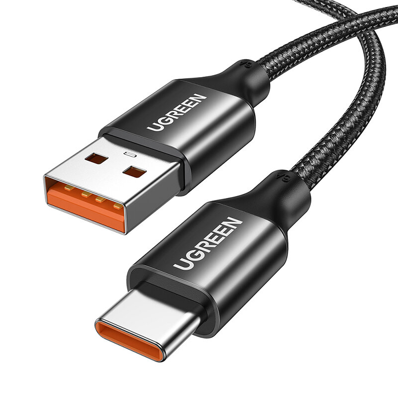 

Ugreen 6A 100 Вт USB-A - Тип-C Кабель для быстрой зарядки и передачи данных, луженый Медь Core Line 1M/2 м, длинный для