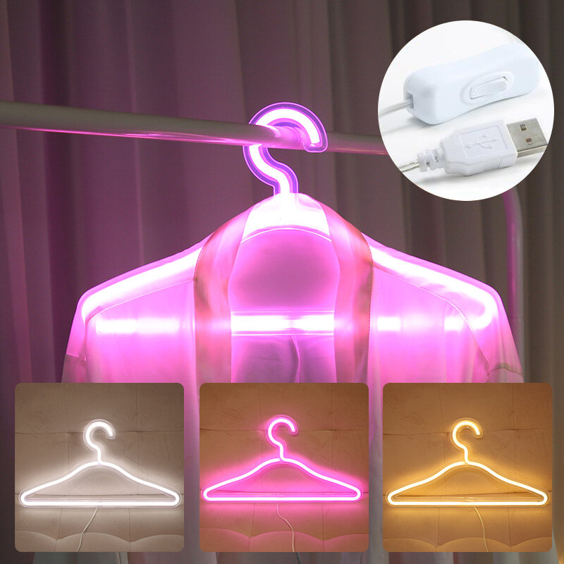 

USB LED неоновая одежда Вешалка ПВХ неоновая вывеска ночник Colorful для спальни дома Свадебное вечерние декоративный ро