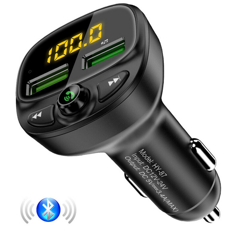

Фловем bluetooth V5.0 FM-передатчик двойной USB-A Авто Зарядное устройство LED Цифровой Дисплей Беспроводной адаптер Рад