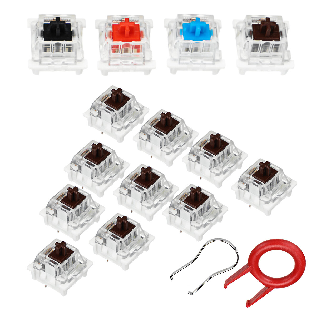 

10 шт. Механический переключатели 3Pin Gateron RGB коричневый / черный / красный / синий переключатель с съемником клави